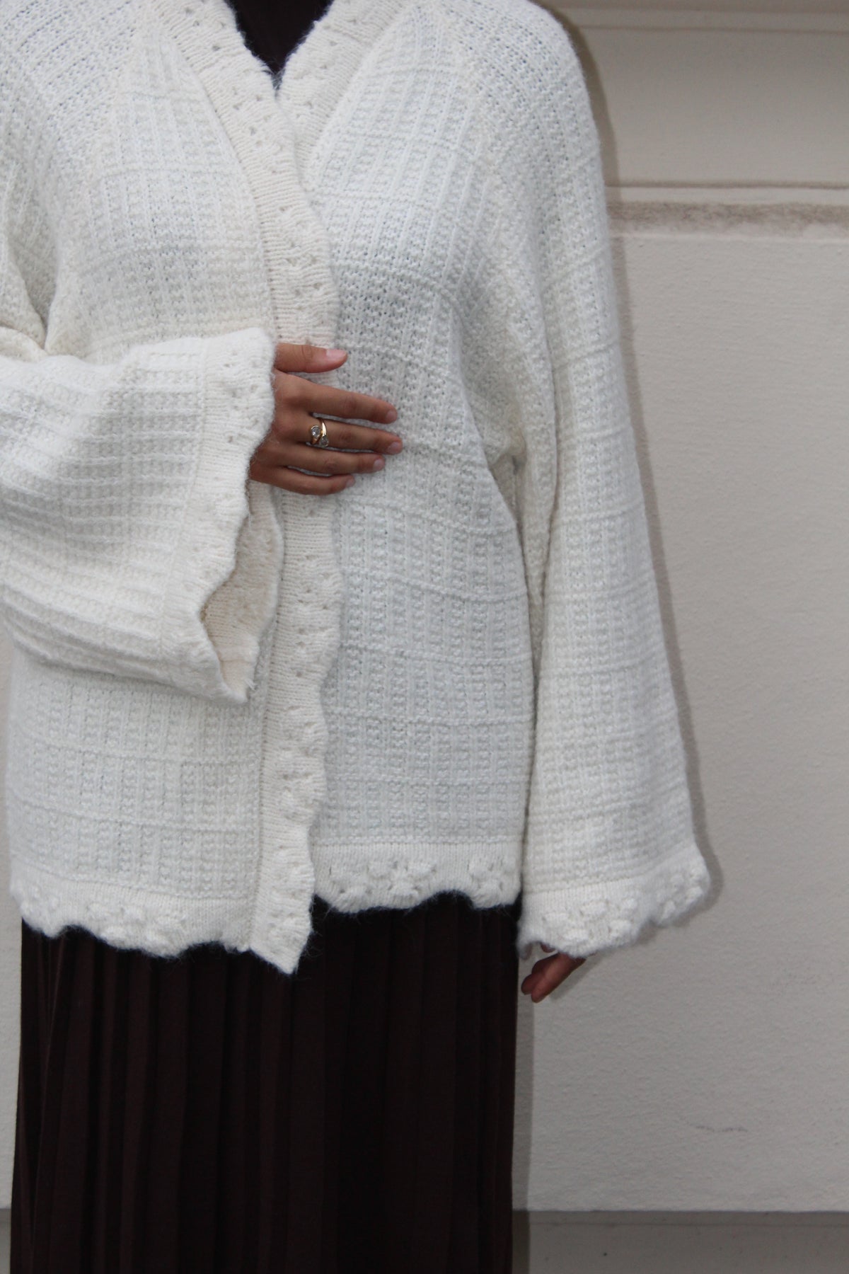 Strickjacke - cremeweiß