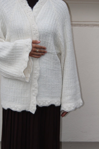 Strickjacke - cremeweiß