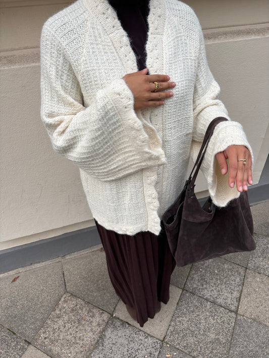 Strickjacke - cremeweiß