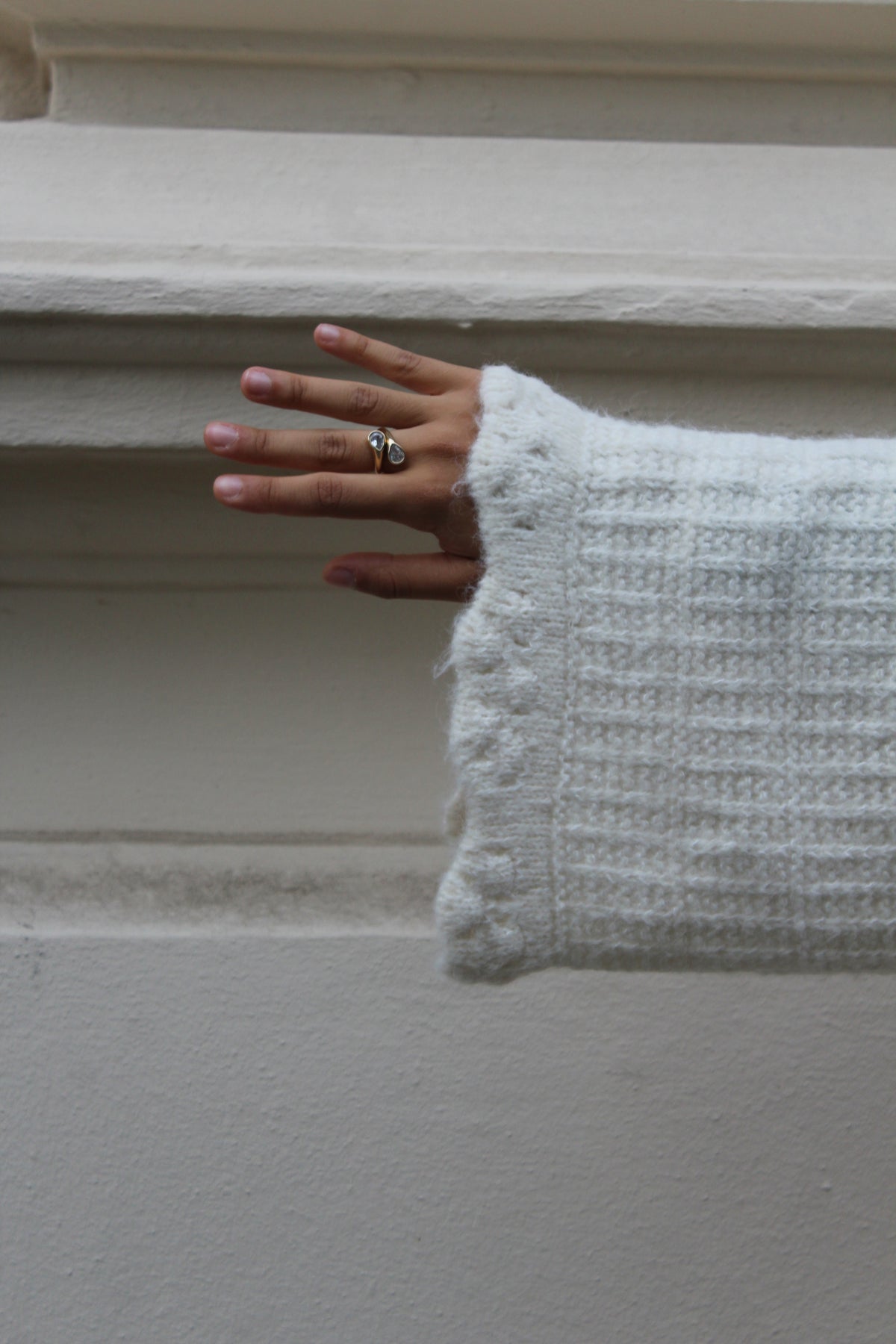 Strickjacke - cremeweiß