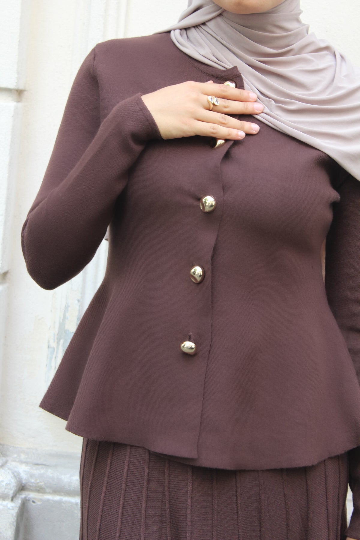 2-teiliges Set aus Rock und taillierte Jacke