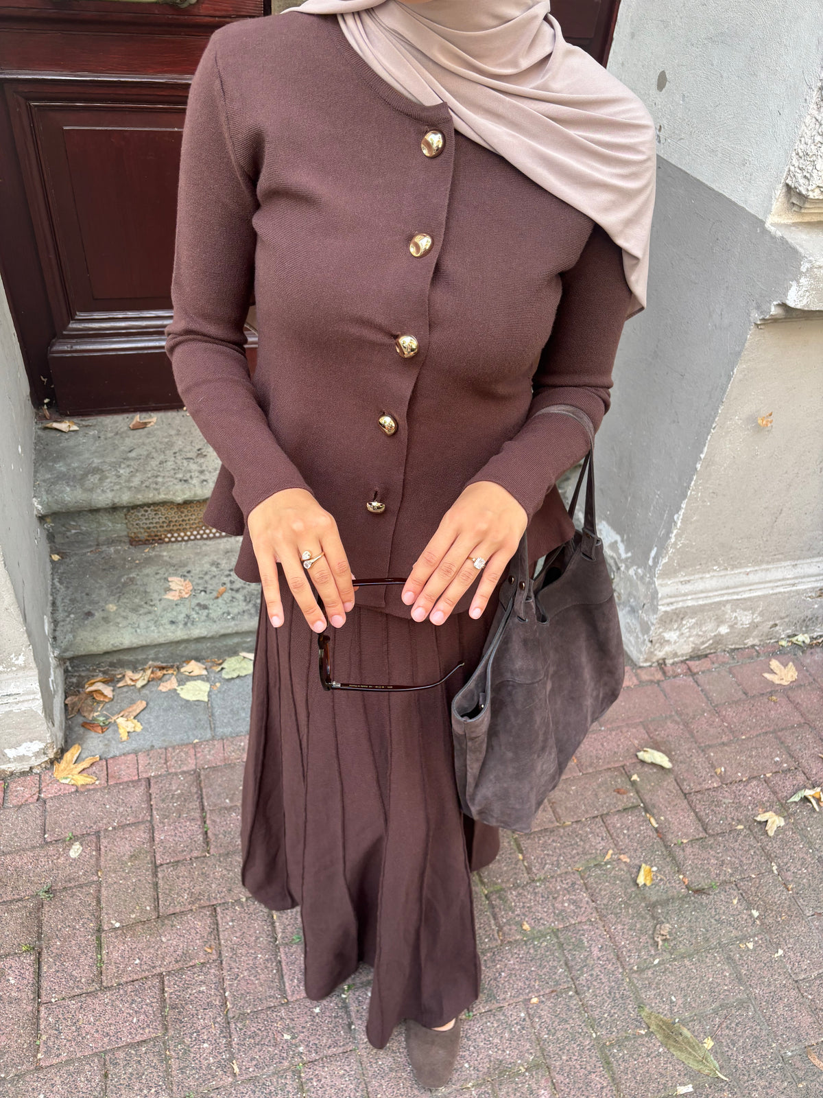 2-teiliges Set aus Rock und taillierte Jacke