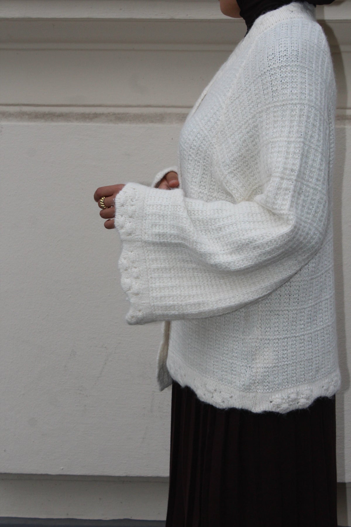 Strickjacke - cremeweiß