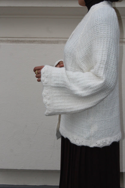 Strickjacke - cremeweiß