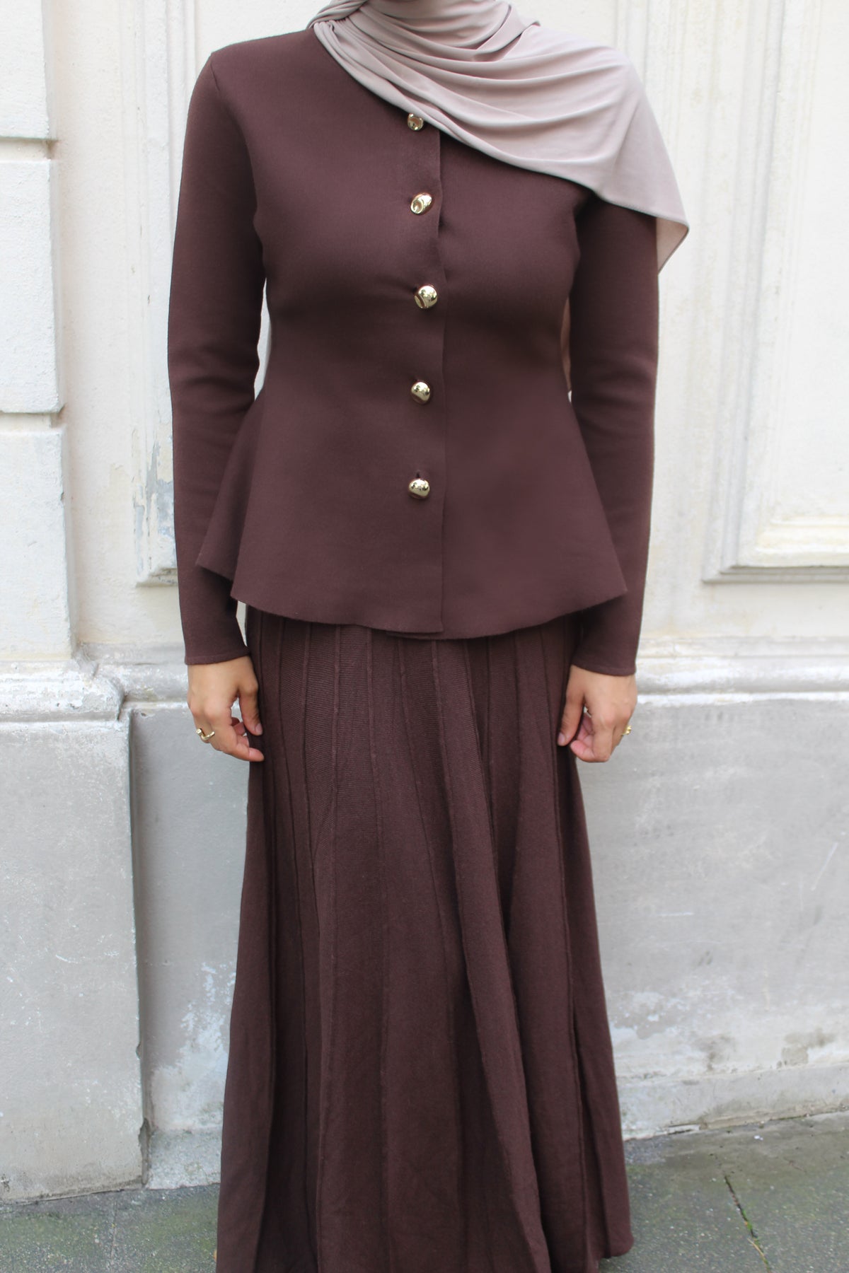 2-teiliges Set aus Rock und taillierte Jacke